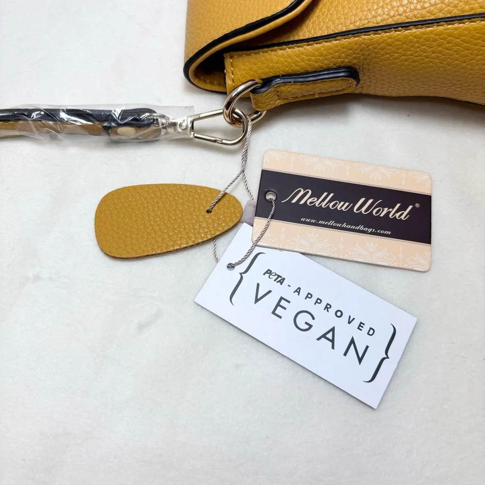 Mellow World‎ Vegan leather Elegant Yellow/ Mustard Crossbody Bag NEW